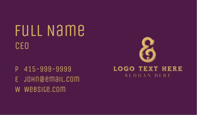 Gold Vintage Ampersand Business Card Image Preview