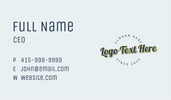 Classic Tilted Cursive Wordmark Business Card Design Image Preview