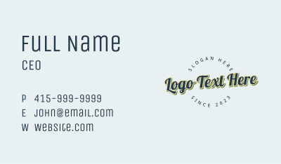 Classic Tilted Cursive Wordmark Business Card Image Preview