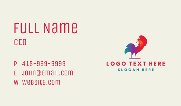 Colorful Rooster Chicken Business Card Design Image Preview