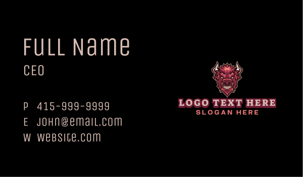 Bison Horn Gaming Business Card Design Image Preview