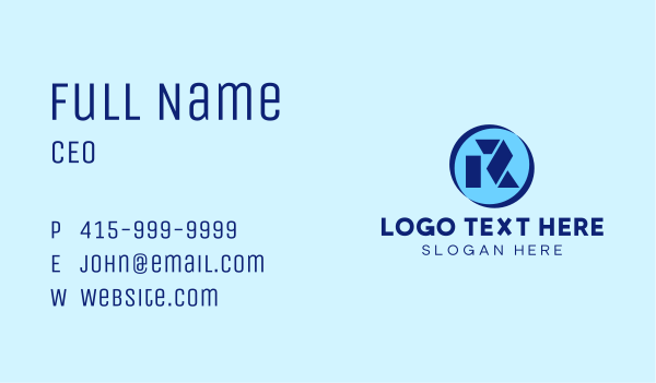Geometric Blue Letter R  Business Card Design Image Preview