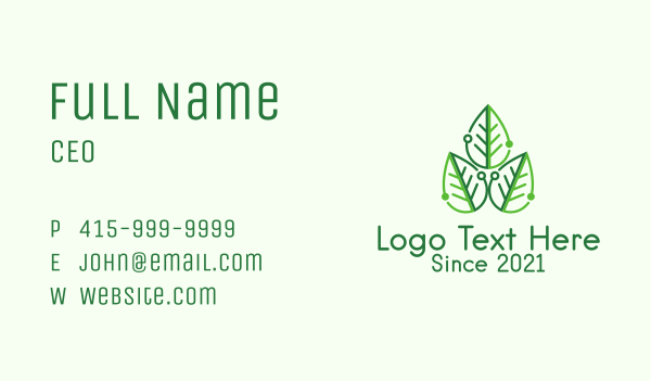 Green Circuit Leaf  Business Card Design Image Preview