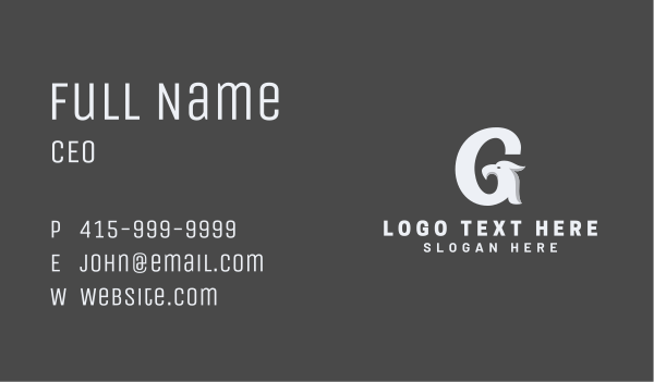White Letter G Falcon Business Card Design Image Preview