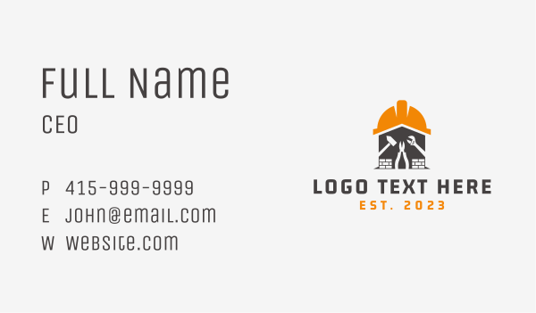 Hard Hat Construction Tools Business Card Design Image Preview