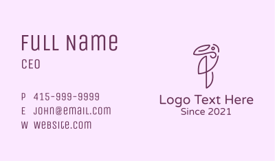 Elegant Purple Toucan Business Card Image Preview