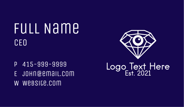 White Diamond Eye  Business Card Design Image Preview