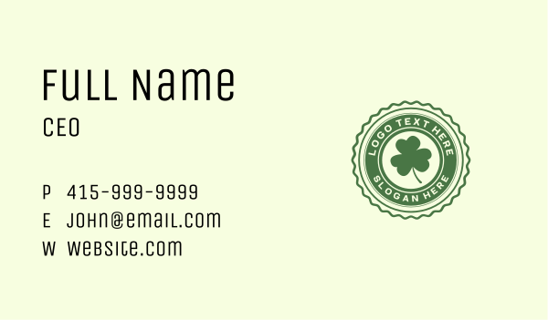 Lucky Clover Leaf Business Card Design Image Preview