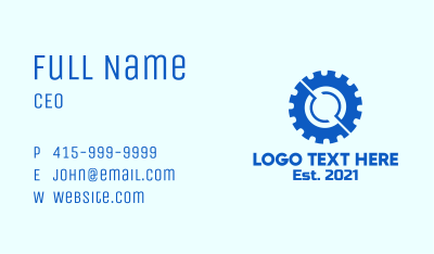 Blue Cogwheel  Business Card Image Preview