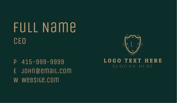 Royal Shield Wreath Business Card Design Image Preview