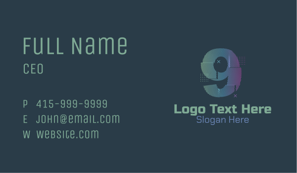 Modern Glitch Number 9 Business Card Design Image Preview