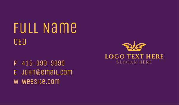 Golden Crown Wings Business Card Design Image Preview