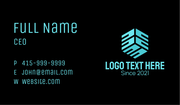 Tech Cyber Cube  Business Card Design Image Preview