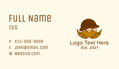 Hairy Moustache Guy Business Card Image Preview