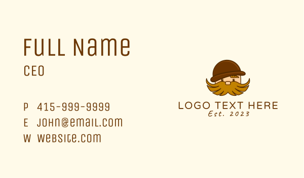 Hairy Moustache Guy Business Card Design Image Preview
