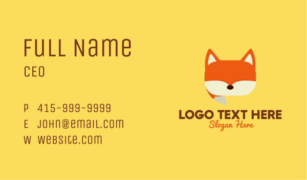 Orange Fox Chat Business Card Design Image Preview