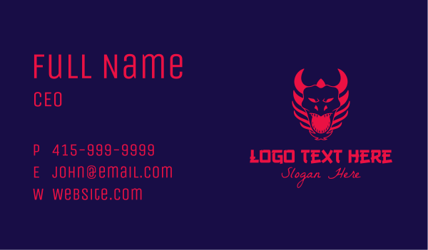 Red Oni Mask Business Card Design Image Preview