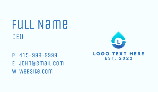 Water Cleaner Droplet Letter  Business Card Design Image Preview