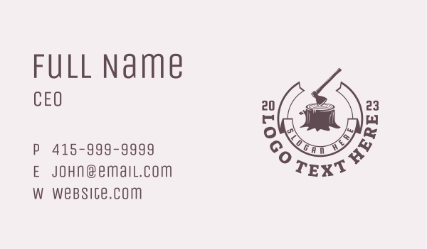 Woodcutter Axe Stump Business Card Design Image Preview