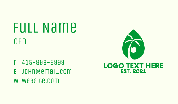 Green Coconut Juice  Business Card Design Image Preview