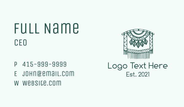 Green Macrame Decoration  Business Card Design Image Preview