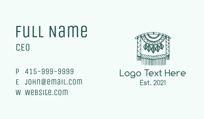 Green Macrame Decoration  Business Card Image Preview