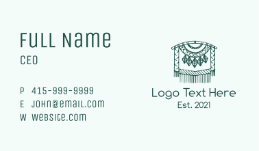 Green Macrame Decoration  Business Card