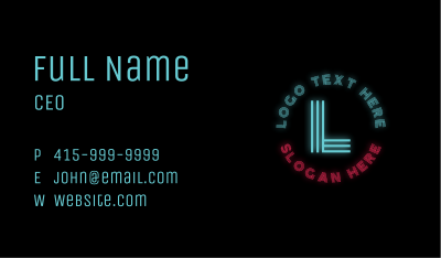 Curved Neon Lettermark Business Card Image Preview