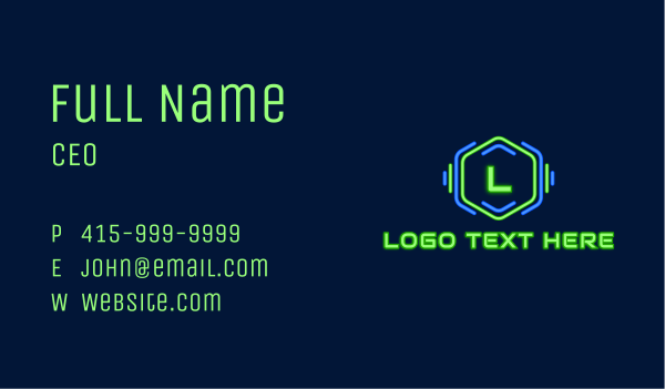 Neon Glow Hexagon Lettermark Business Card Design Image Preview
