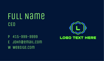 Neon Glow Hexagon Lettermark Business Card Image Preview