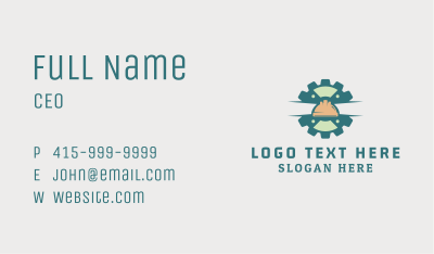 Cog Construction Hat  Business Card Image Preview