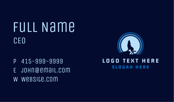 Blue Moon Wolf Business Card Design Image Preview
