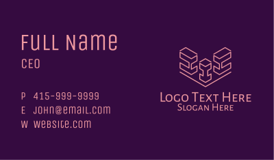 Isometric Block Outline  Business Card