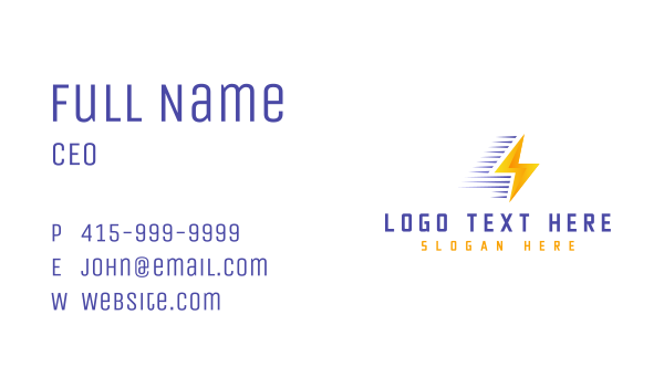 Fast Lightning Bolt Business Card Design Image Preview