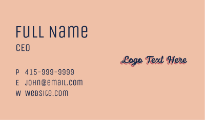 Retro Script Wordmark Business Card Image Preview