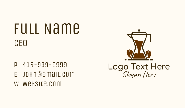 Hourglass Coffee  Pitcher  Business Card Design Image Preview