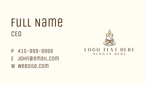 Candle Ribbon Decor Business Card Design Image Preview