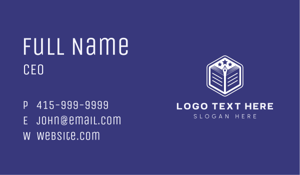 Hexagon Pen Book Business Card Design Image Preview