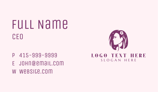 Nature Floral Hair Lady Business Card Design Image Preview