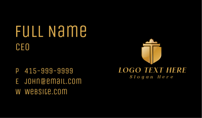 Gold Royal Shield Letter T Business Card Image Preview