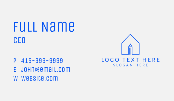 Minimalist House Pencil  Business Card Design Image Preview