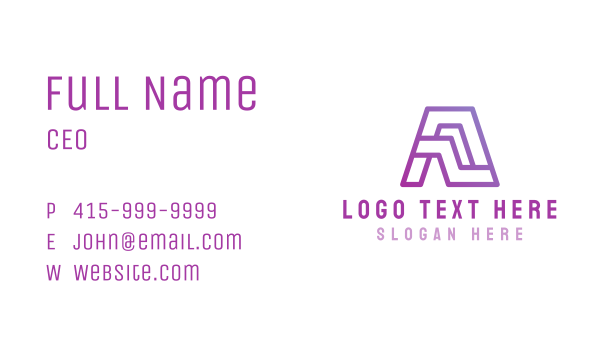 Purple Letter A Business Card Design