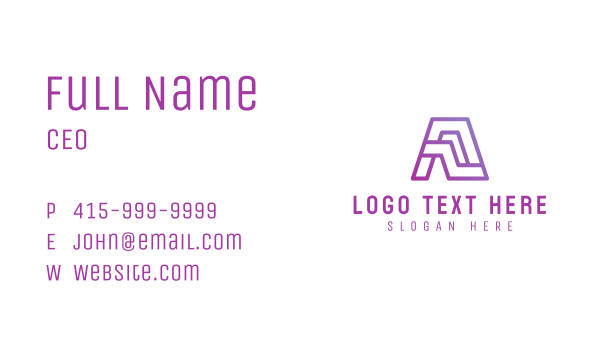 Purple Letter A Business Card Design Image Preview