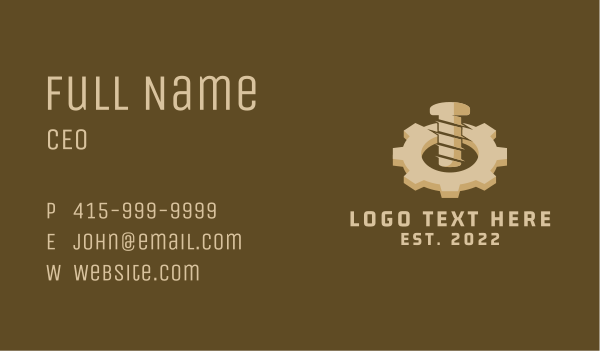 Industrial Bolt Gear Business Card Design Image Preview