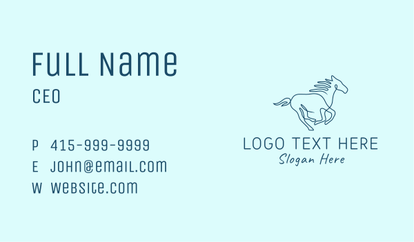 Blue Monoline Horse Business Card Design Image Preview