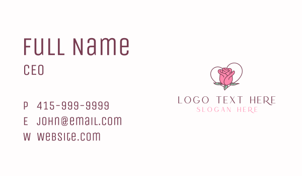 Rose Bud Heart Business Card Design Image Preview