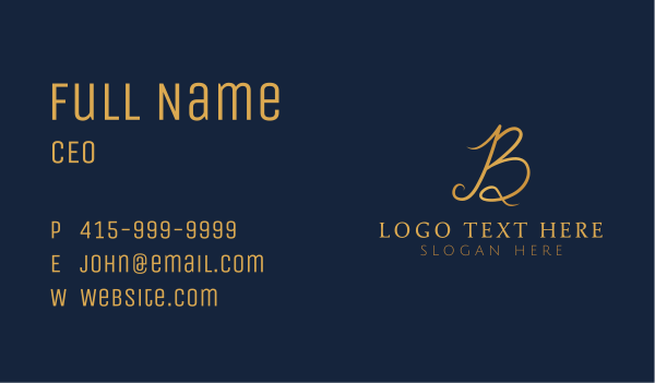 Gold Luxury Letter B Business Card Design Image Preview