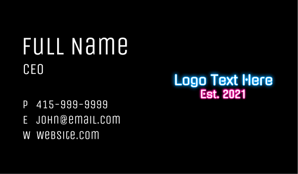 Nightclub Neon Wordmark Business Card Design Image Preview