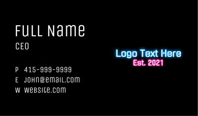 Nightclub Neon Wordmark Business Card Image Preview
