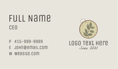 Botanical Leaf Embroidery Business Card Image Preview